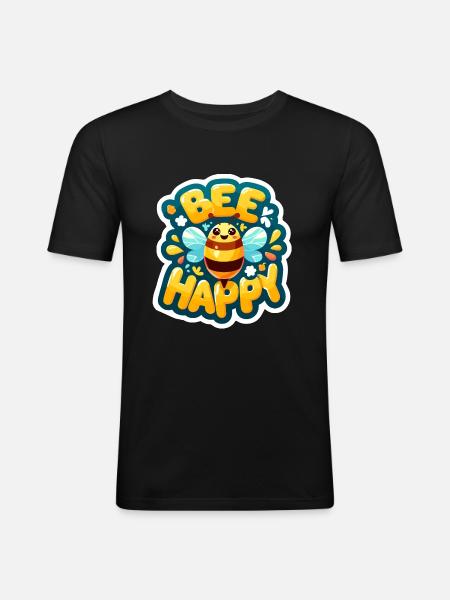 Bee Happy glückliche Biene - Men's Slim Fit T-Shirt - black