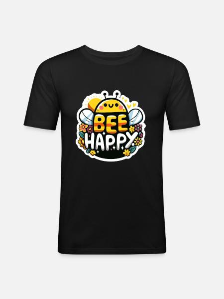 Bee Happy Biene - Men's Slim Fit T-Shirt - black
