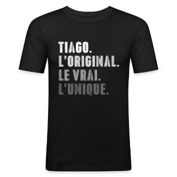 Tiago L'original Le Vrai L'unique - T-shirt près du corps Homme - noir - Devant - Nik (191cm)