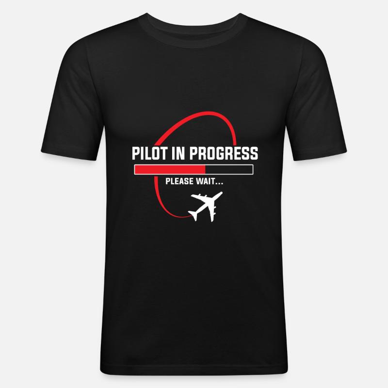 Pilot in progress - Männer Slim Fit T-Shirt - Schwarz