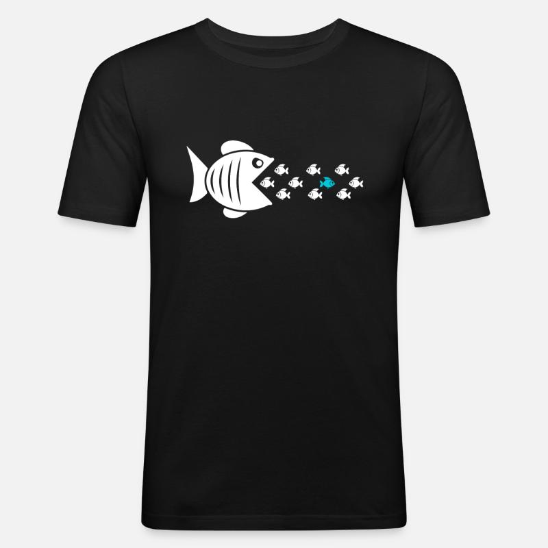 Gegen den Strom schwimmen - Männer Slim Fit T-Shirt - Schwarz