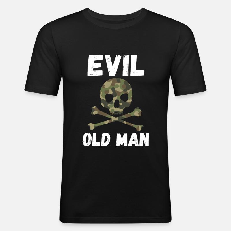 Evil old man The Evil Old Man Skull - Men's Slim Fit T-Shirt - black