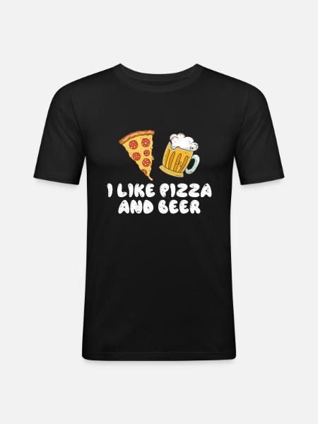 I like pizza and beer - Men's Slim Fit T-Shirt - black