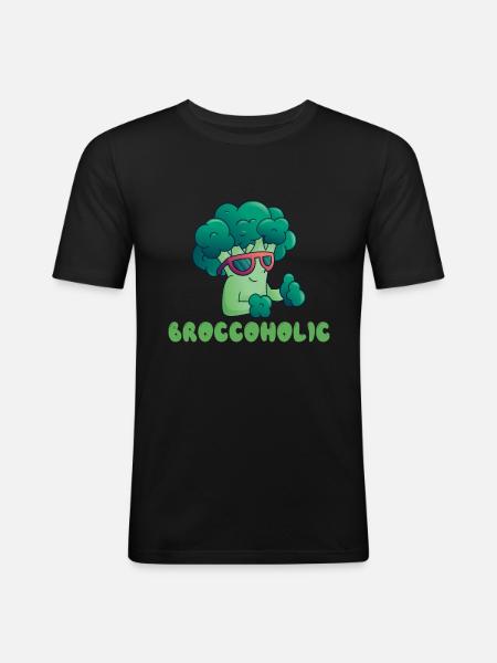 Broccoholic Vegan Vegetarian and Veggie - Men's Slim Fit T-Shirt - black