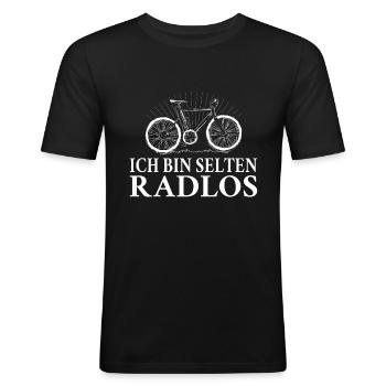 Ich bin selten Radlos Fahrrad Fahren Radfahren Rad - Männer Slim Fit T-Shirt - Schwarz - Vorne - Nik (191cm)