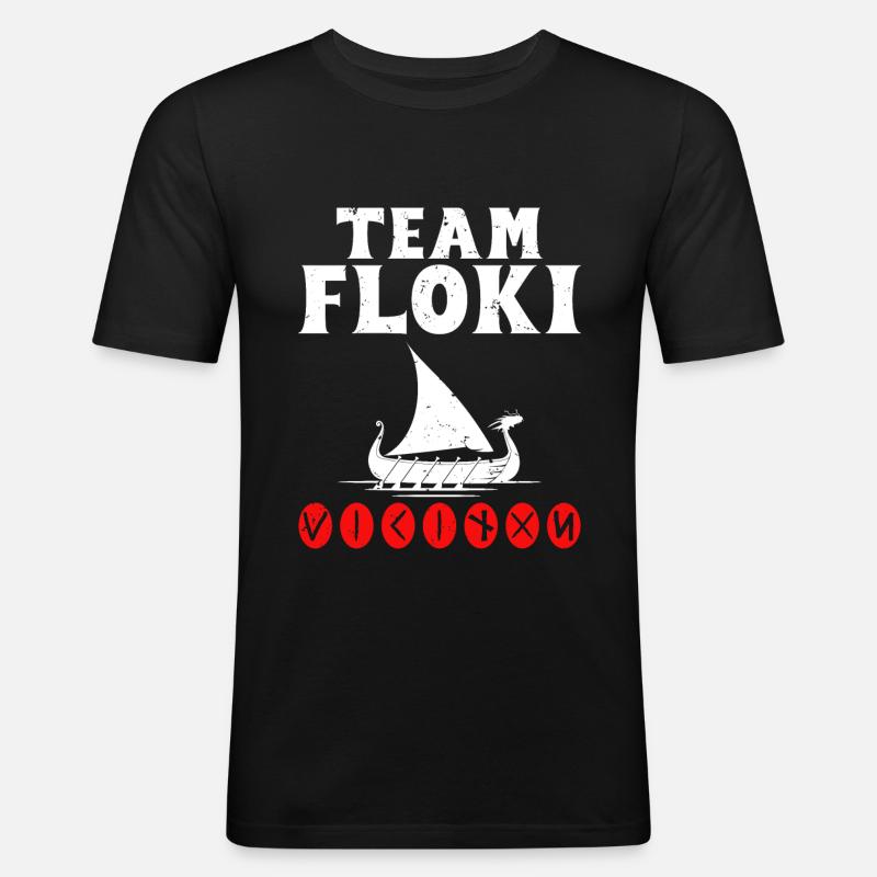Team Floki der Schiffsbauer - Männer Slim Fit T-Shirt - Schwarz