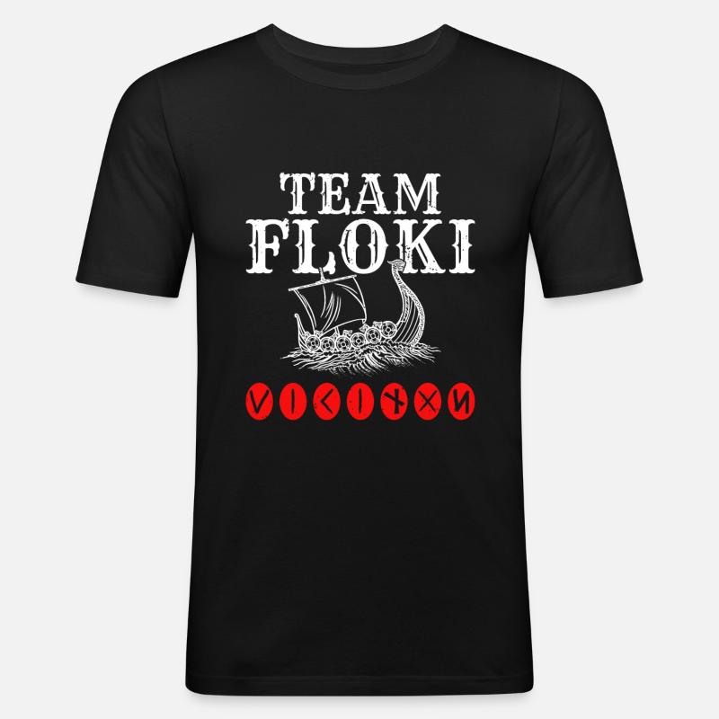 Team Floki der Schiffsbauer - Männer Slim Fit T-Shirt - Schwarz