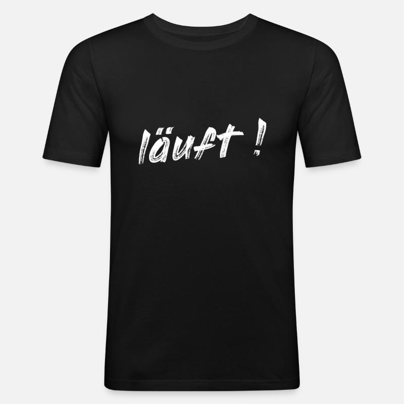 läuft - Männer Slim Fit T-Shirt - Schwarz