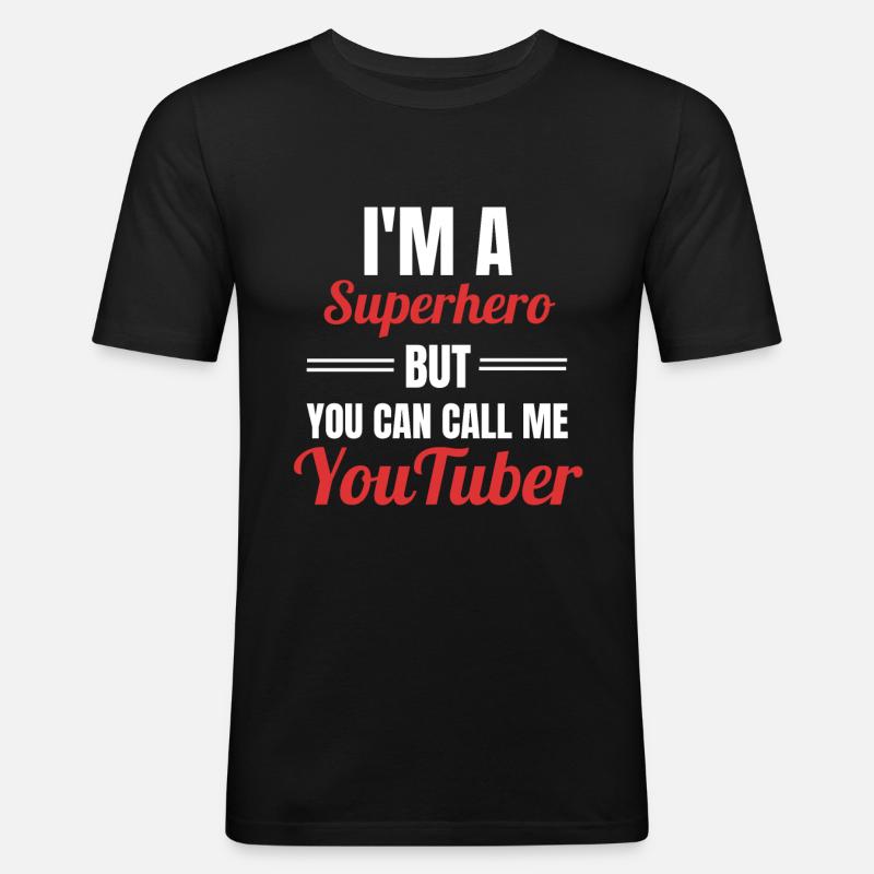 Youtuber - Männer Slim Fit T-Shirt - Schwarz