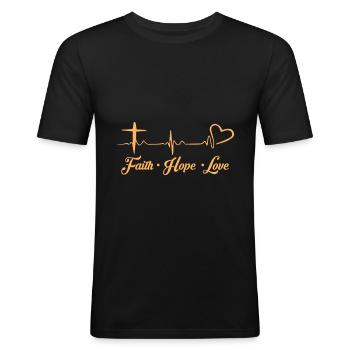 Faith Love Hope Idées Cadeaux Chrétiens - T-shirt près du corps Homme - noir - Devant - Nik (191cm)