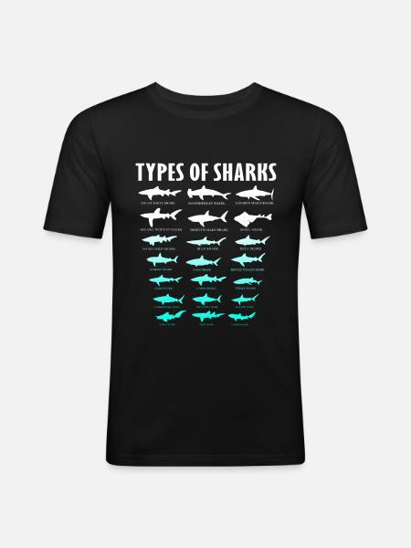 requin - T-shirt près du corps Homme - noir