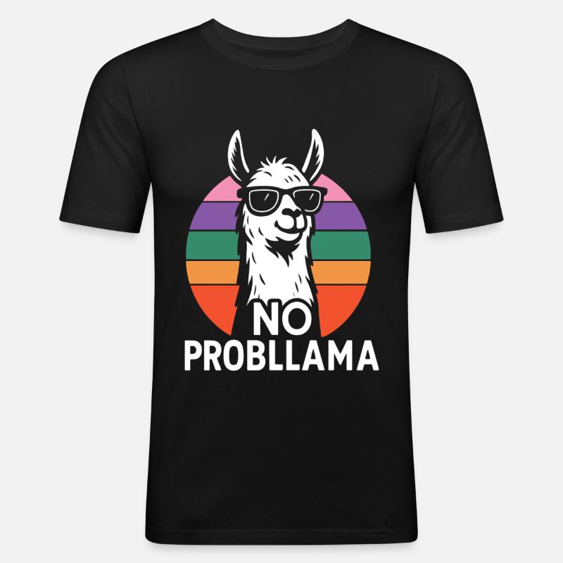 Pas de look rétro Probllama - T-shirt près du corps Homme - noir