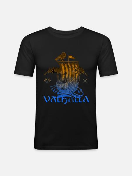 Valhalla Viking Vikings Bjoern Eisenseite - Männer Slim Fit T-Shirt - Schwarz