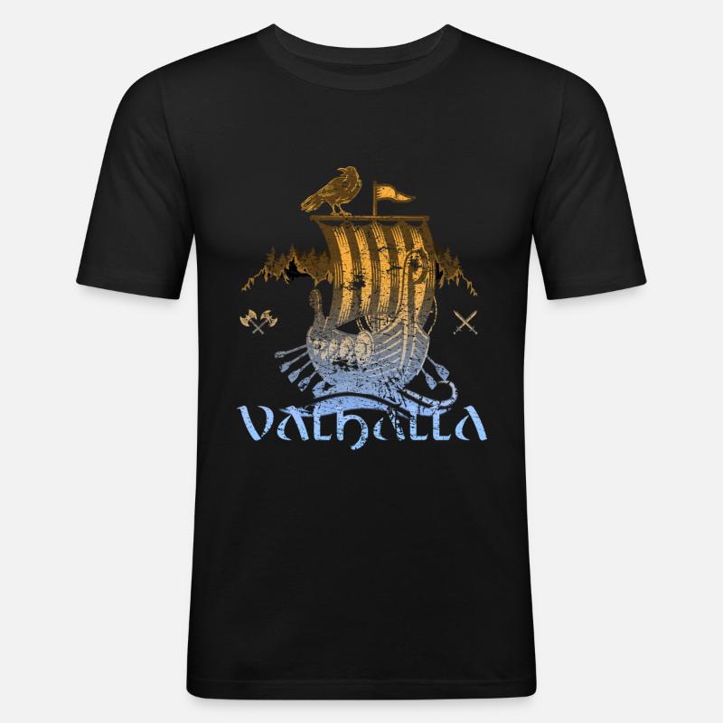 Valhalla Viking Vikings Bjoern Eisenseite - Männer Slim Fit T-Shirt - Schwarz