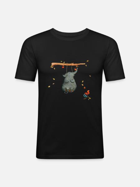 schaukeln mit Eichhörnchen - Männer Slim Fit T-Shirt - Schwarz