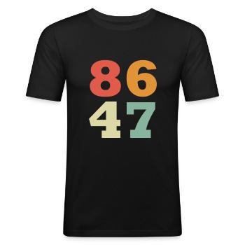 86 47 Anti- Subtiler Anti- 8647 - Männer Slim Fit T-Shirt - Schwarz - Vorne - Nik (191cm)