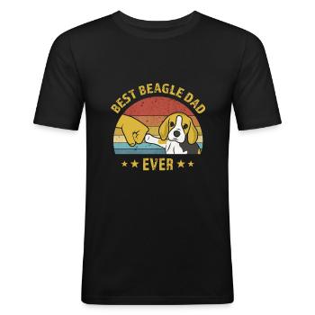 Best Beagle Dog Dad Ever - Geschenk Hundebesitzer - Männer Slim Fit T-Shirt - Schwarz - Vorne - Nik (191cm)