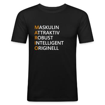 Mario Name Geschenk - Männer Slim Fit T-Shirt - Schwarz - Vorne - Nik (191cm)