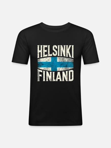 Helsinki Finnland - Männer Slim Fit T-Shirt - Schwarz