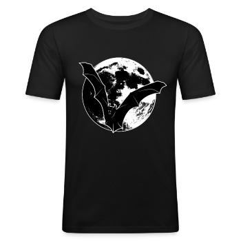 Bat devant la lune - T-shirt près du corps Homme - noir - Devant - Nik (191cm)