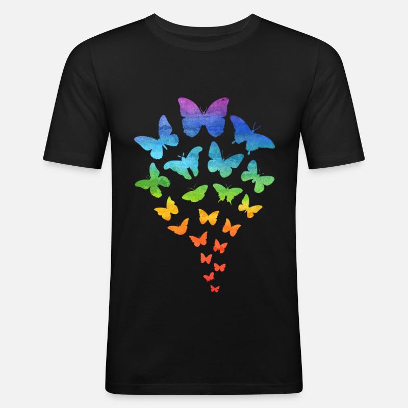 Sommerfugle i maven - Herre Slim Fit T-Shirt - sort