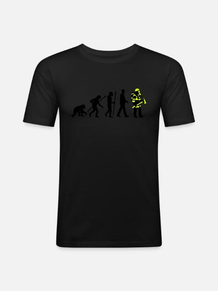 evolution_feuerwehrmann_012015_a_2c - Männer Slim Fit T-Shirt - Schwarz
