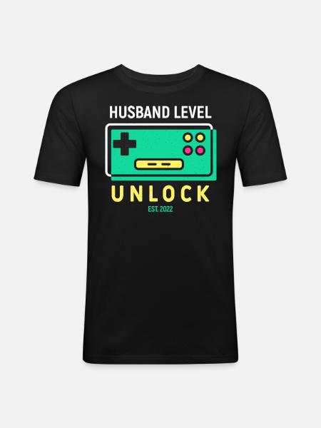 Ehemann Level freigeschaltet - Männer Slim Fit T-Shirt - Schwarz