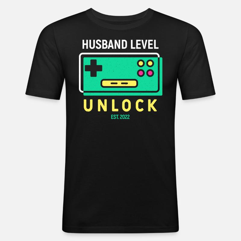 Ehemann Level freigeschaltet - Männer Slim Fit T-Shirt - Schwarz