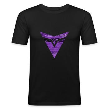Herbst - Männer Slim Fit T-Shirt - Schwarz - Vorne - Nik (191cm)