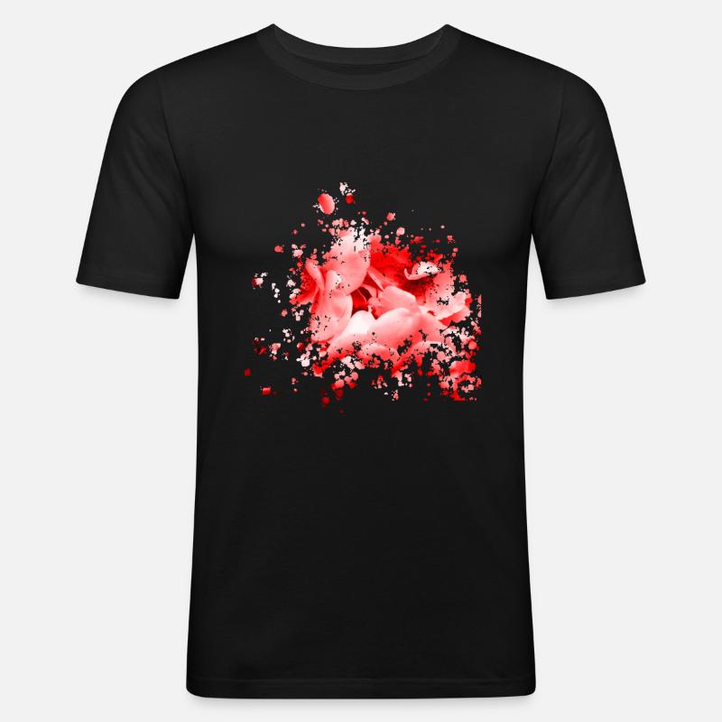 Blume - Männer Slim Fit T-Shirt - Schwarz