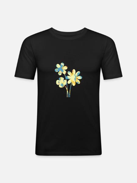 Blume - Männer Slim Fit T-Shirt - Schwarz