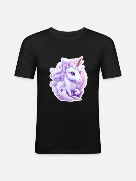 Süßes Einhorn - Männer Slim Fit T-Shirt - Schwarz