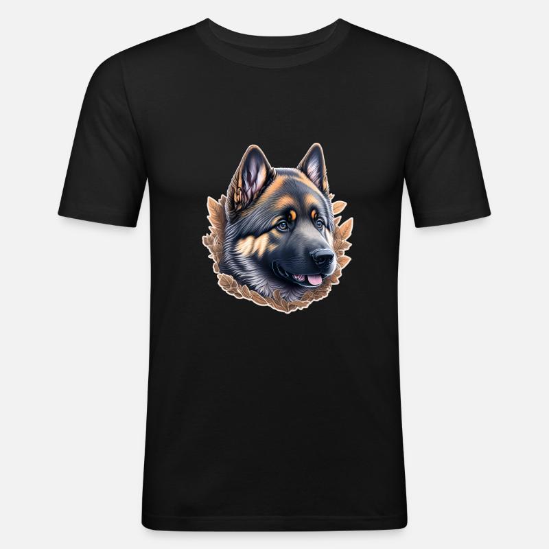 Deutscher Schäferhund Welpe - Männer Slim Fit T-Shirt - Schwarz