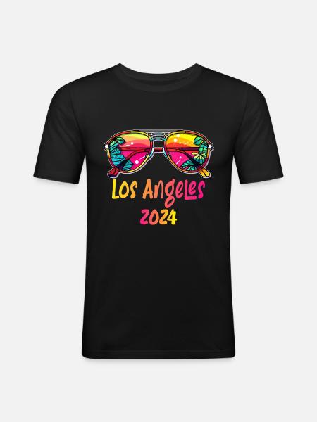 Los Angeles 2024 - Männer Slim Fit T-Shirt - Schwarz