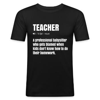 Un design amusant pour les enseignants - T-shirt près du corps Homme - noir - Devant - Nik (191cm)