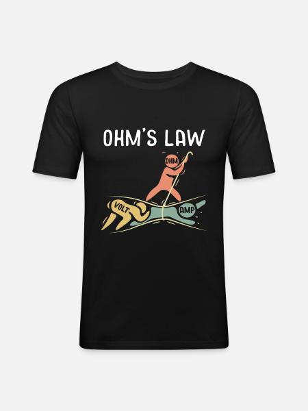 Ohm's Law Electrical Engineering Joke - Men's Slim Fit T-Shirt - black