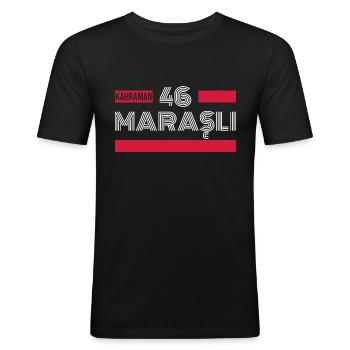 Maras 46 Türkei Turkiye Geschenk Urlaub TR Türk - Männer Slim Fit T-Shirt - Schwarz - Vorne - Nik (191cm)