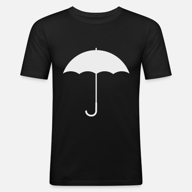 Regenschirm - Männer Slim Fit T-Shirt - Schwarz