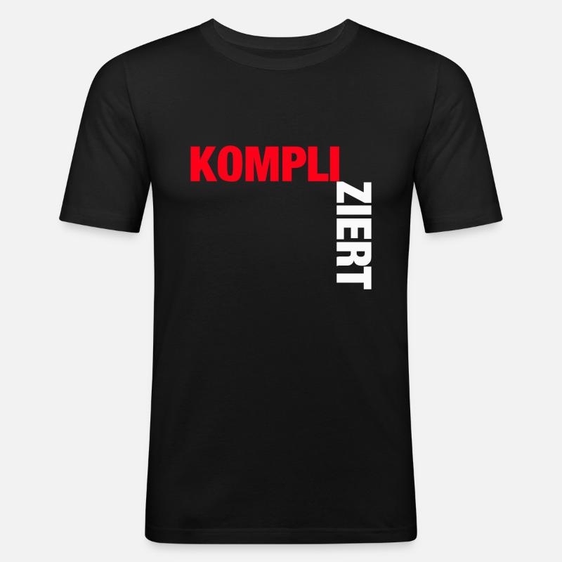 Kompliziert - Männer Slim Fit T-Shirt - Schwarz