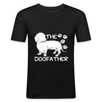Teckel Dogfather propriétaire chiens Teckels - T-shirt près du corps Homme - noir - Devant - Nik (191cm)