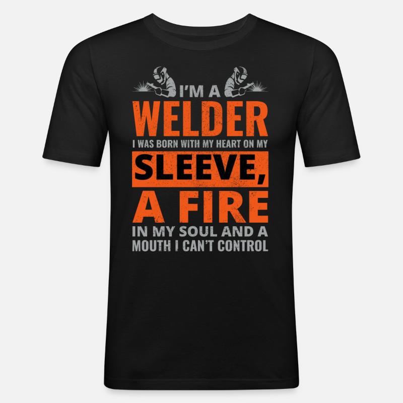 Soudage Soudeur Métal Construction Ferronnerie - T-shirt près du corps Homme - noir