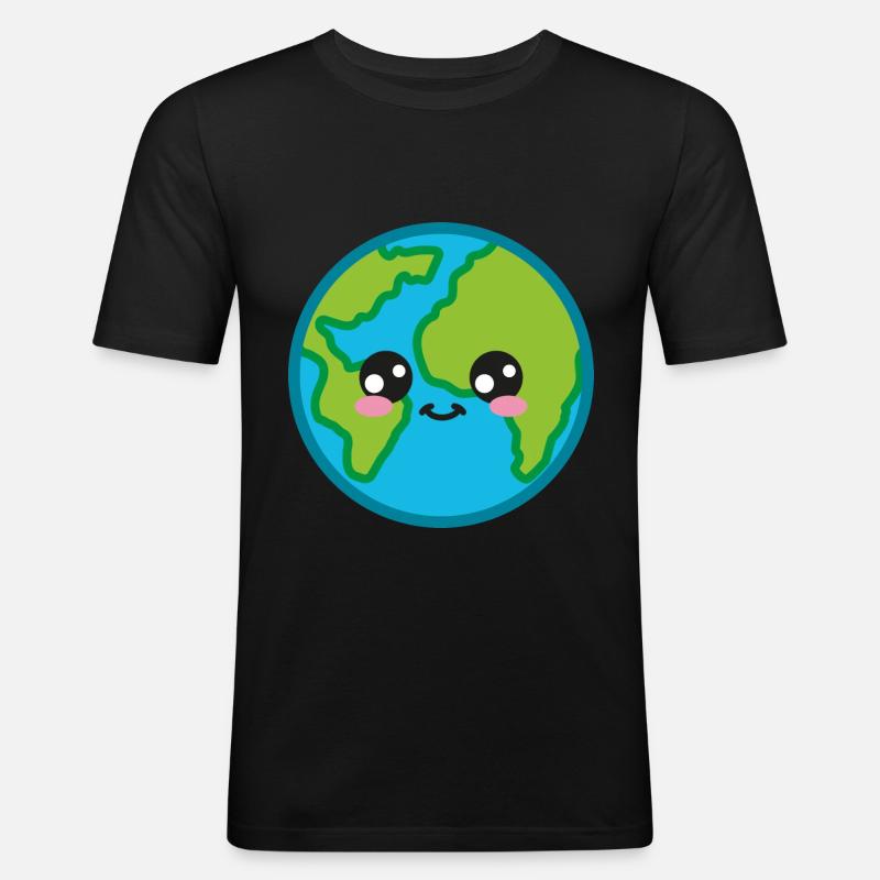 Welt Kawaii Süß - Männer Slim Fit T-Shirt - Schwarz