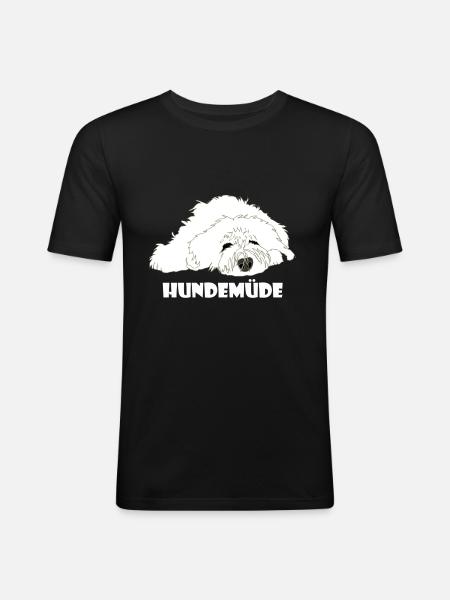 hundemüde - Männer Slim Fit T-Shirt - Schwarz
