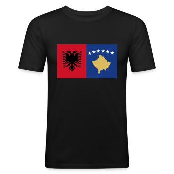 Albania Kosovo - Men's Slim Fit T-Shirt - black - Front - Nik (191cm)