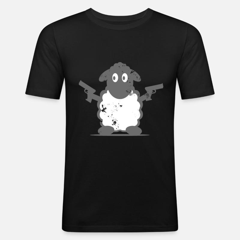 Schaf - Männer Slim Fit T-Shirt - Schwarz