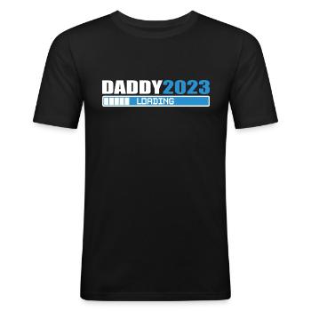 Daddy 2b 2023 loading pregnancy announcement gift - Männer Slim Fit T-Shirt - Schwarz - Vorne - Nik (191cm)