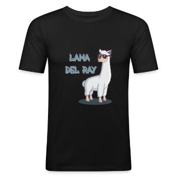 Lama (Alpaka) Del Ray dunkel - Männer Slim Fit T-Shirt - Schwarz - Vorne - Nik (191cm)