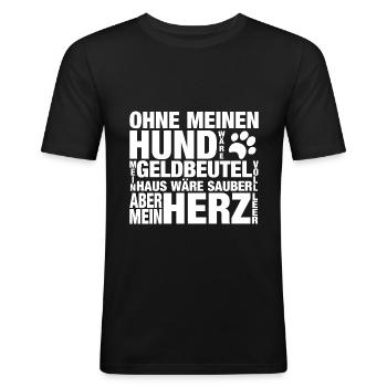 Ohne meinen Hund Pfote weiss - Männer Slim Fit T-Shirt - Schwarz - Vorne - Nik (191cm)