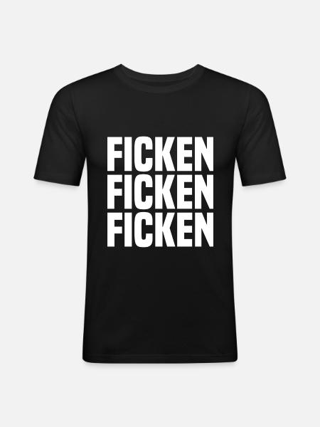 Ficken ficken Ficken white - Männer Slim Fit T-Shirt - Schwarz