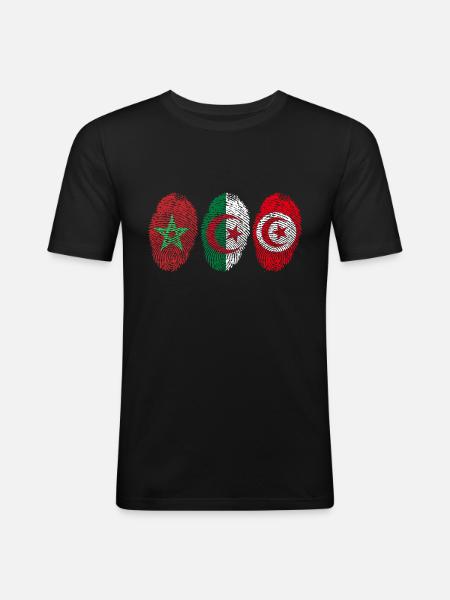 LOGO Magreb unido المغرب - Camiseta ajustada hombre - negro